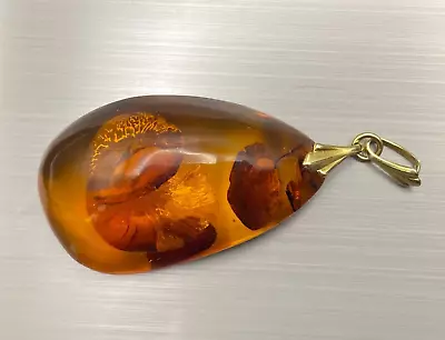 Buy Magnificently RARE 1.65  Baltic Amber Pendant & 14K Yellow Gold - Sun Spangles • 281.50£