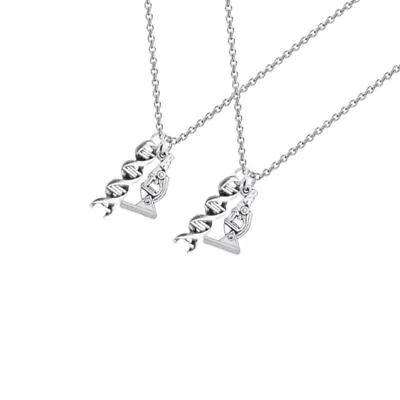 Buy 2 Pcs Scientist Charm Necklace Double Helix Necklace Organic Chemistry Jewelry • 8.79£