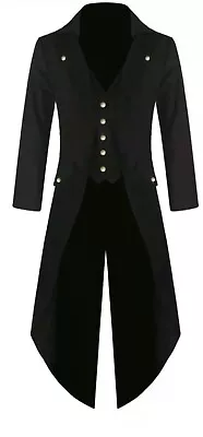 Buy Men's Black Handmade Steampunk Tailcoat Jacket Gothic Victorian Coat S-6XL • 39.99£