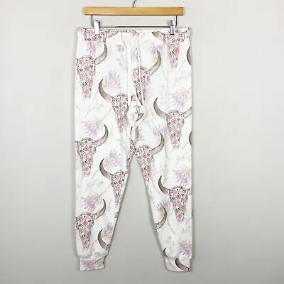 Buy Aspen Dream Jogger Pajamas Pants Women M Blooming Skull Long Horn Western Floral • 37.99£