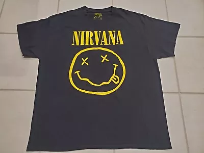 Buy Nirvana Black Smiley Face T-Shirt-Size Adult XL-Good Used Condition • 9.44£