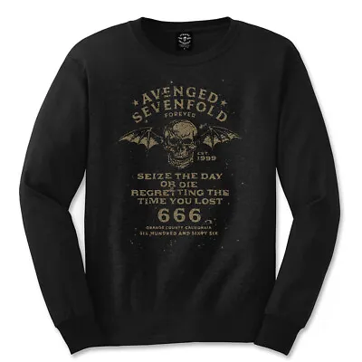 Buy AVENGED SEVENFOLD -Unisex Long Sleeve T-Shirt: Seize The Day- Black Cotton • 23.49£
