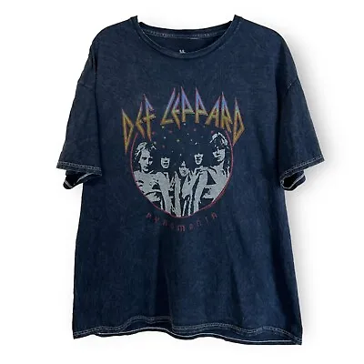 Buy Junk Food Clothing Def Leppard Oversized Graphic Tee Faded Wash Band Rock Sz M • 19.28£
