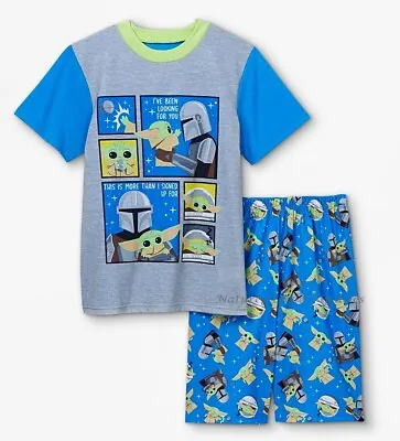 Buy Baby Yoda Boys Pajamas Star Wars The Mandalorian Shirt Shorts Set Size 4 -12 NWT • 20.07£
