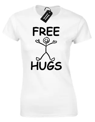 Buy Free Hugs Stickman Ladies T-shirt Funny Printed Hipster Idiot Cute Meme • 7.99£