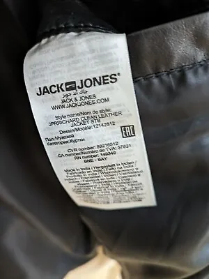 Buy Men's Jack Jones Black Leather Jacket Size Small • 19£