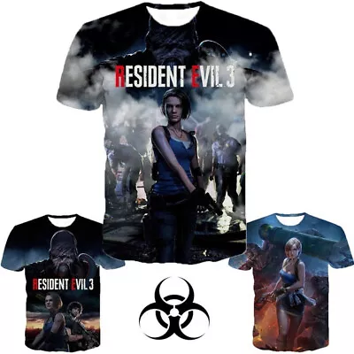 Buy Resident Evil 3 Remake Casual Women Men T-Shirt 3D Print Short Sleeve Tee Top • 10.79£