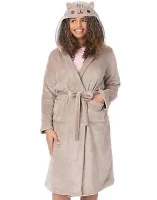 Buy Pusheen Womens Dressing Gown | Ladies Novelty Cat Brown Nightwear Pyjama Robe • 34.95£