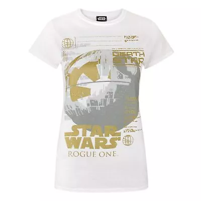 Buy Star Wars Womens/Ladies Rogue One Metallic Death Star T-Shirt NS4269 • 14.15£