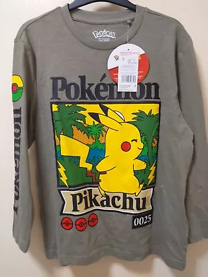 Buy Pokémon Pikachu Boys T-shirt Long Sleeves Green Size 7-8 Years Body 💯%Cotton  • 10.50£