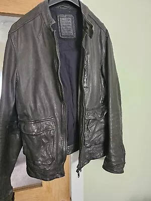 Buy Mens All Saints Leather Jacket Medium • 40.19£