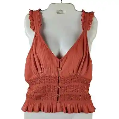 Buy Flower That Girl Anthropologie Women Ruched Coral Top Size Small New With Tag • 56.70£