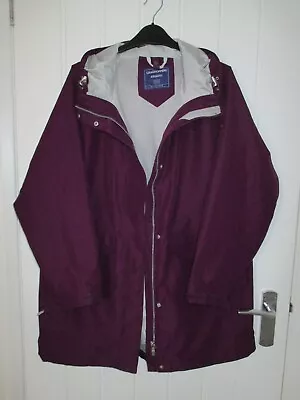 Buy Craghoppers Burgundy Hooded Ladies Jacket Size 16 • 8£