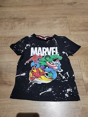 Buy Lovely Boys Marvel Comics Super Hero Children Black Tshirt Size 4 Years • 3.30£