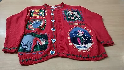 Buy Disney Store Hand Knitted Winnie The Pooh Ladies Christmas Cardigan Size12/14 • 10£