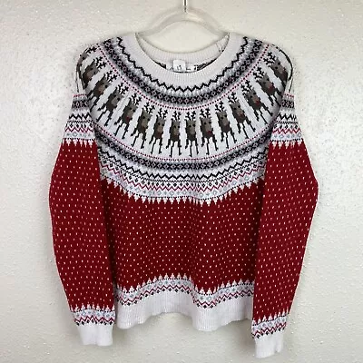 Buy H&M Logg Christmas Jumper Womens Medium Fair Isle Reindeer Sweater Alpaca/Cotton • 17.97£