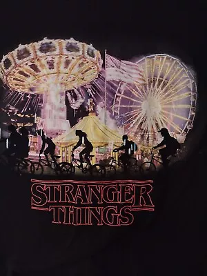 Buy Stranger Things XL Black T-Shirt Theme Park Netflix TV Series Kate Bush Unisex • 6.19£