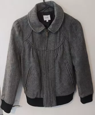 Buy Herringbone Tweed Bomber Jacket Bossini 70% Wool Long Sleeve Womens Size Small • 35£