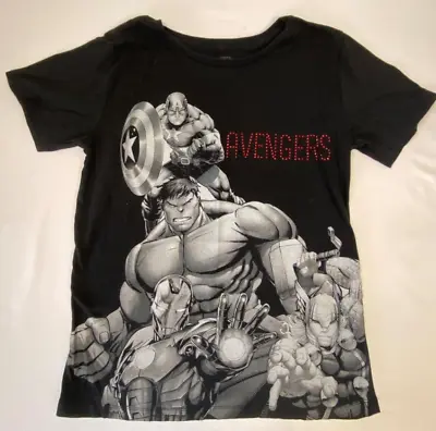 Buy Marvel Avengers Assemble Junior Womens Graphic T-Shirt Large (11-13) Black • 7.36£