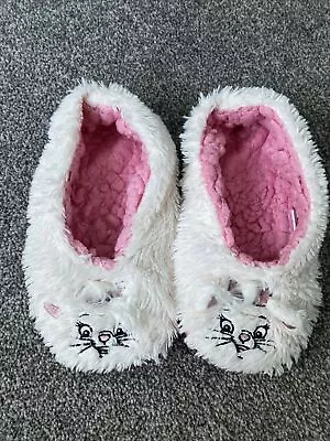Buy Girls Disney Marie  Aristocats White Pink Fluffy Embroidered Slipper Socks - M • 0.99£