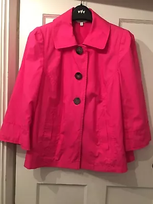 Buy MARKS AND SPENCER Size 14 Hot Pink Short Cotton Jacket 3/4 Sleeves & Pockets • 12.98£