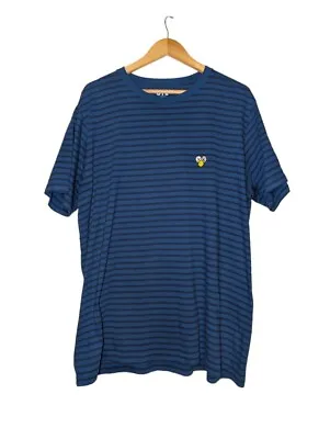 Buy Uniqlo X Kaws T-Shirt Men's XL Blue Sesame Street Striped Tee Embroidered Logo • 20£