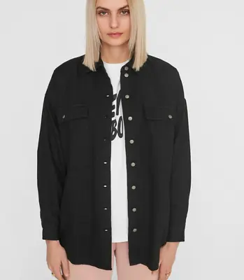 Buy Noisy May Women's NMFLANNY Long Shacket BI029BL Shirt, Black Denim Size S • 15.29£