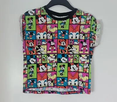 Buy Disney Multicoloured Cropped T Shirt Minnie Mickey Mouse Daisy Donald Duck Pluto • 1.99£