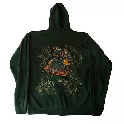 Buy Disney Parks Star Wars Boba Fett Hoodie Sweatshirt Green Graphic Print Sz Small • 28.37£