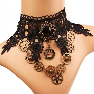 Buy Vintage Lace Gothic Steampunk Collar Choker Pendant Necklace Charm Jewelry Gi Nm • 6.38£
