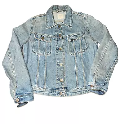 Buy Lee Rider Blue Denim Jacket Womens Size Medium 100% Cotton Y2K *Discoloured • 29.99£
