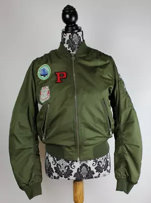Buy Ladies Topshop Size 10 UK Green Bomber Jacket Coat • 14.99£