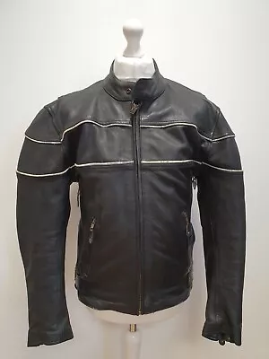 Buy Ee609 Mens Vintage Black Leather Slim Fit Motorcylce Biker Jacket Uk L Eu 54 • 19.99£