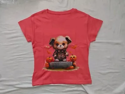 Buy Pink Dog Puppy Pumpkin Halloween Creepy Cute Bats Kawaii Tshirt Cotton S 8 10  • 6£
