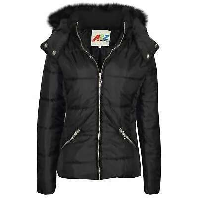 Buy Kids Quilted Black Puffer Coat Faux Fur Collar Hood Jacket New Fashion Girls • 24.99£