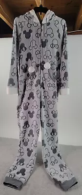 Buy Disney Mickey Mouse One Piece Zip Up Pajamas Fuzzy Sleepwear Adult Size L • 43.38£