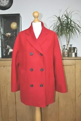 Buy Monoprix Autre Ton Wool Blend Vibrant Red Smart Casual Retro Short Coat Size 10 • 21£