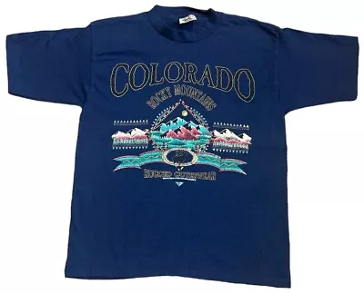 Buy Colorado Rocky Mountains Vintage Single Stitch Prarie Mountain T Shirt S/M • 20£