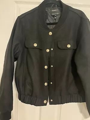 Buy River Island Ladies Black Popper Up Bomber Blouson Jacket Size 18 NWOT • 20£