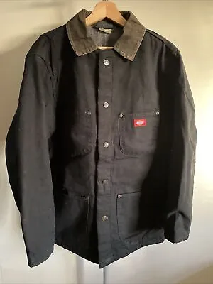 Buy Dickies  Vintage Workwear Jacket - Barn Coat Blanket Lined -Black - Button- Med • 75£