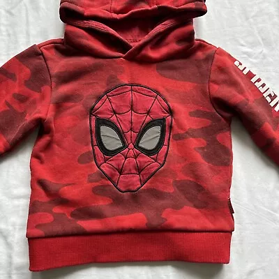 Buy Marvel Spiderman Disney Store Hoodie Age 5-6 Years Red • 6£