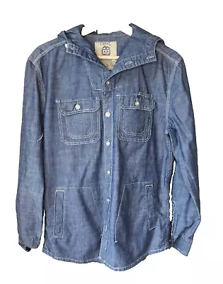 Buy NEXT Hooded Shirt Jacket Blue Long Overshirt Lighweight Denim Size Small  • 10£
