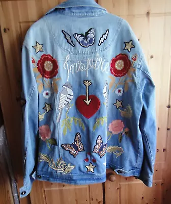 Buy NEXT DECORATED DENIM JACKET Tattoo Inspire Badge Applique & Embroidery 22 • 49.99£
