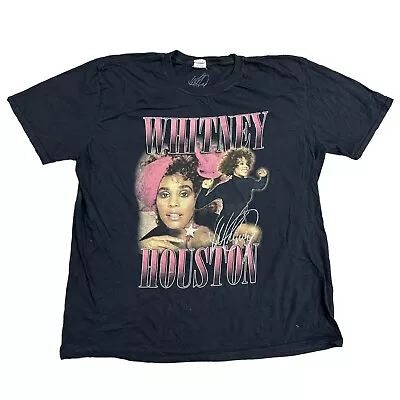 Buy Whitney Houston T-Shirt Graphic Print Short Sleeve Regular Black Mens XL • 19.99£