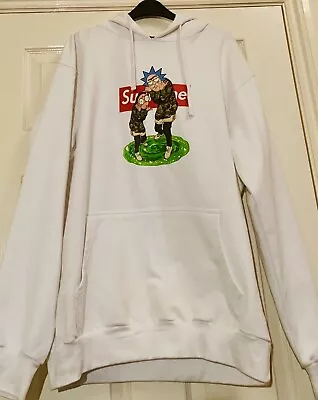 Buy Rick And Morty White Graphic Print Hoodie (L) Preloved • 8.99£