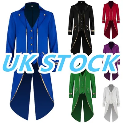 Buy UK Mens Medieval Steampunk Tailcoat Jacket Halloween Victorian Gothic Frock Coat • 9.99£
