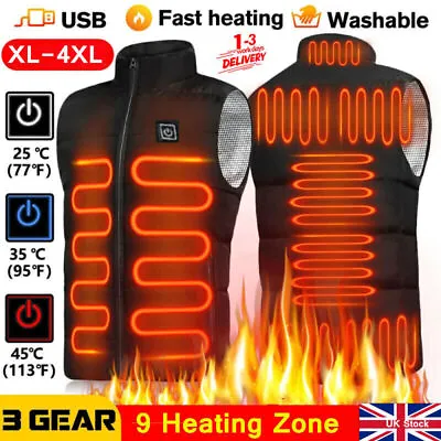 Buy Electric Heated Vest Winter Gilet Body Warmer Men Heating Warm Up Thermal Jacket • 18.88£
