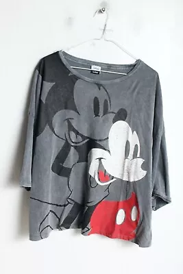 Buy Disney Mickey Mouse Oversized Tshirt - Faded Grey - Size 24 (e16) • 4.99£