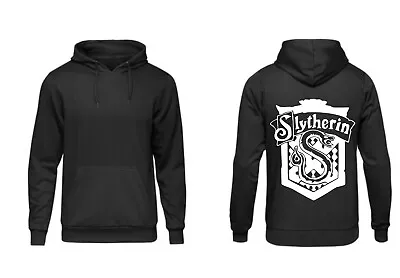 Buy Slytherin School Crest Hoodie Custom Made Black Adults Harry Potter • 22.95£