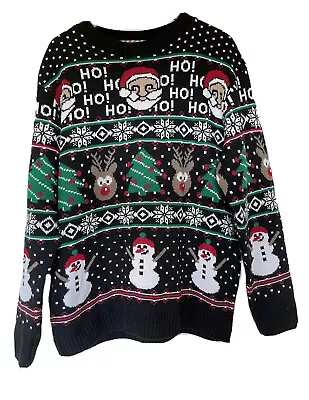 Buy Christmas Knitted Cotton Jumper Snow Men Santa Size L Large Xmas Jumper Day Zz29 • 12.50£